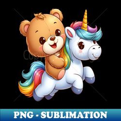 Cute Bear Riding a Happy Unicorn Kawaii - Premium Sublimation Digital Download - Perfect for Creative Projects