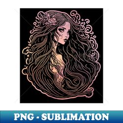 Pretty Mermaid Silhouette - Retro PNG Sublimation Digital Download - Spice Up Your Sublimation Projects