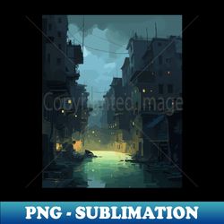 Flooded Neon Streets in the Future - Digital Sublimation Download File - Spice Up Your Sublimation Projects