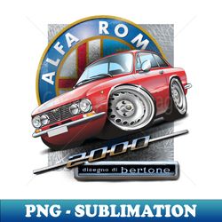 Cartooned Alfa Romeo GTV 2000 Bertone Coup - Trendy Sublimation Digital Download - Bold & Eye-catching