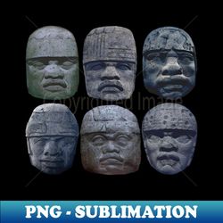 Olmec Heads - PNG Transparent Sublimation Design - Instantly Transform Your Sublimation Projects
