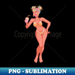 Rainbow Sherbet Bikini Babe - Pinup - Retro PNG Sublimation Digital Download - Capture Imagination with Every Detail