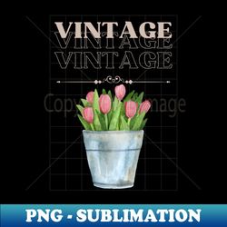 Tulip Vintage Minimalist Flora Positive Since - Artistic Sublimation Digital File - Spice Up Your Sublimation Projects