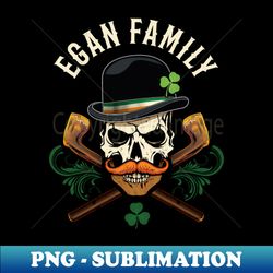 Egan Family Irish Skull with Shillelagh and Shamrock - Creative Sublimation PNG Download