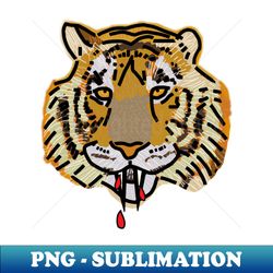 animals with sharp teeth tiger portrait - retro png sublimation digital download