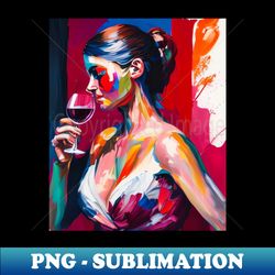 Girl with a glass of red wine - Premium PNG Sublimation File