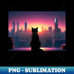 Cyberpunk city cat - Exclusive Sublimation Digital File