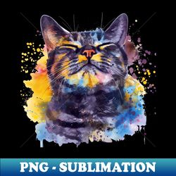 American Shorthair Cat Water Color Pop Art Design for Cat Lover - PNG Transparent Sublimation Design