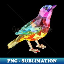 colourful crystal glass bird figurine - instant png sublimation download