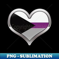 Large Demisexual Pride Flag Colored Heart with Chrome Frame - Digital Sublimation Download File