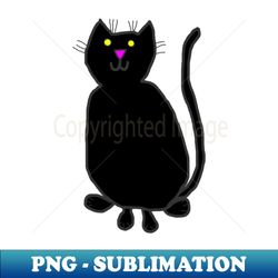 Black Cat with Whiskers - Premium Sublimation Digital Download