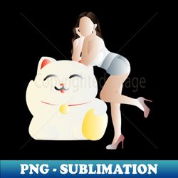 Fortune Cat u0026 Playful Beauty - Aesthetic Sublimation Digital File