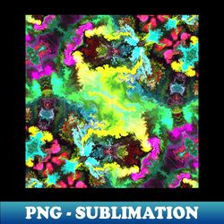 Psychedelic Hippie Square Green Pink and Purple - PNG Sublimation Digital Download