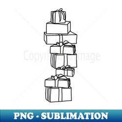 lots of christmas gift wrapped presents line drawing - premium sublimation digital download