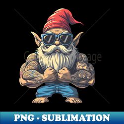 Muscle-bound gnome with tattoos - Modern Sublimation PNG File