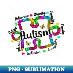 Autism Teacher Pencil Glitter, Autism Awareness, Special Education, Glitter Autism Pencil - High-Resolution PNG Sublimat