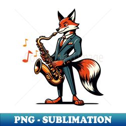 fox with saxophone - png transparent digital download file for sublimation