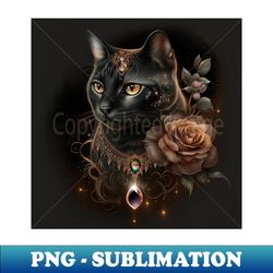 Gothic Cat Divine Black beauty - Vintage Sublimation PNG Download