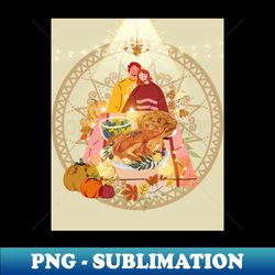 Thanksgiving Dinner with couple - Instant Sublimation Digital Download