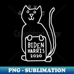 Whiteline Cute Cat with Biden Harris Sign - Premium PNG Sublimation File