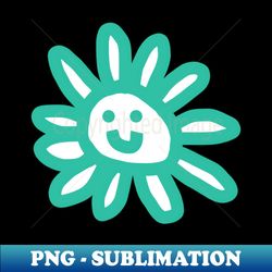 cyan daisy flower smiley face graphic - exclusive sublimation digital file