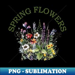 Spring Flowers Vintage Retro Garden - Signature Sublimation PNG File