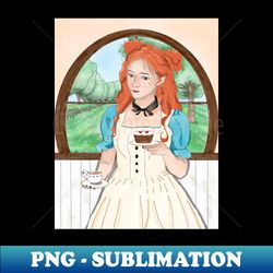 Cottagecore Girl with Coffee and Cake - Premium Sublimation Digital Download