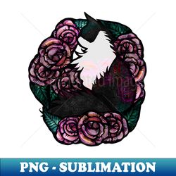 Tuxedo Cat Roses - Exclusive PNG Sublimation Download