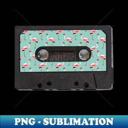 Cassette Tape Vintage Flamingo Turquoise - Decorative Sublimation PNG File