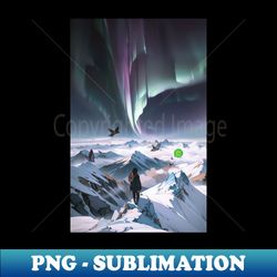 tranquil landscape aurora and icy mountain summits - creative sublimation png download