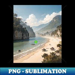 tranquil landscape tropical beach resort vacation - png transparent digital download file for sublimation