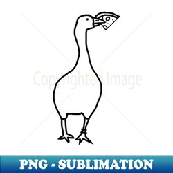 Funny Goose Steals Pizza Minimal Line Drawing - Vintage Sublimation PNG Download