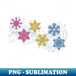Pansexual Pride Flag Colored Snowflakes and Winter Vector - Unique Sublimation PNG Download