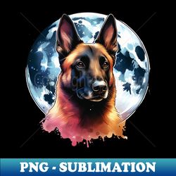 Belgian Malinois And The Moon - Unique Sublimation Png Download