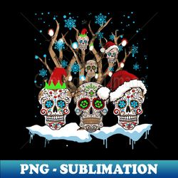 tree mexican flower sugar skull santa in snow - high-quality png sublimation download