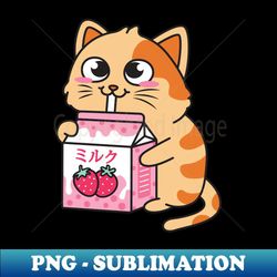 Strawberry Shake Strawberry Milk Cat - Signature Sublimation PNG File
