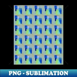 Blue And Green Abstract Watercolor Blocks Tiled Pattern - Exclusive PNG Sublimation Download