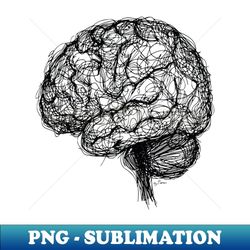 Brain ballpoint pen drawing - PNG Sublimation Digital Download