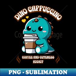 Coffee Time with Dino Cappuccino - Retro PNG Sublimation Digital Download