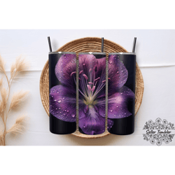 Purple Floral Flower 20 Oz, Tumbler 20 oz Wrap PNG, Skinny Tumbler Designs PNG