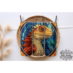 Stained Glass Bearded Dragon 20 Oz, Tumbler 20 oz Wrap PNG, Skinny Tumbler Designs PNG