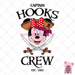 minnie head captain hooks crew est 1802 svg, disney svg ,disney mickey svg , digital download