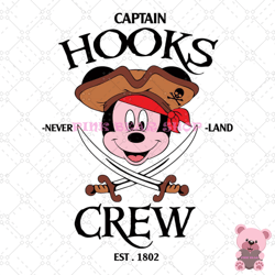 mickey head captain hooks crew est 1802 svg, disney svg ,disney mickey svg , digital download
