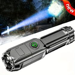 1pc Super Bright Zoomable Flashlight - Portable, Multi-Functional, Telescopic Zoom For Outdoor Home Use