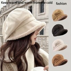 Women's Simple Solid Color Thickened Fisherman Hat -  Comfortable Ear Protection Casual Travel Warm Hat