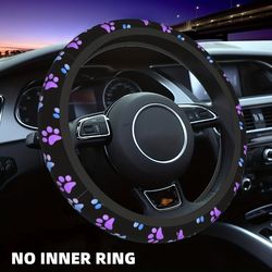 Paw Prints Steering Wheel Cover - 15 Inches Cute Universal Car Steering Wheel Cover - Fit For Sedan