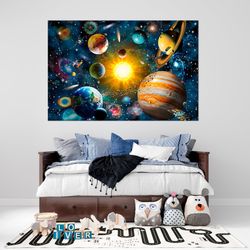 Solar system Planets wall art canvas Space print Nursery wall art Solar System poster Space for kids Large canvas art