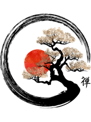 enso circle and bonsai tree on canvas