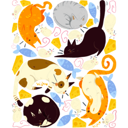 cute cat and mouse pattern