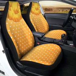 Zenitsu Uniform Car Seat Covers Custom Hairstyle Demon Slayer Anime Car Interior Accessories